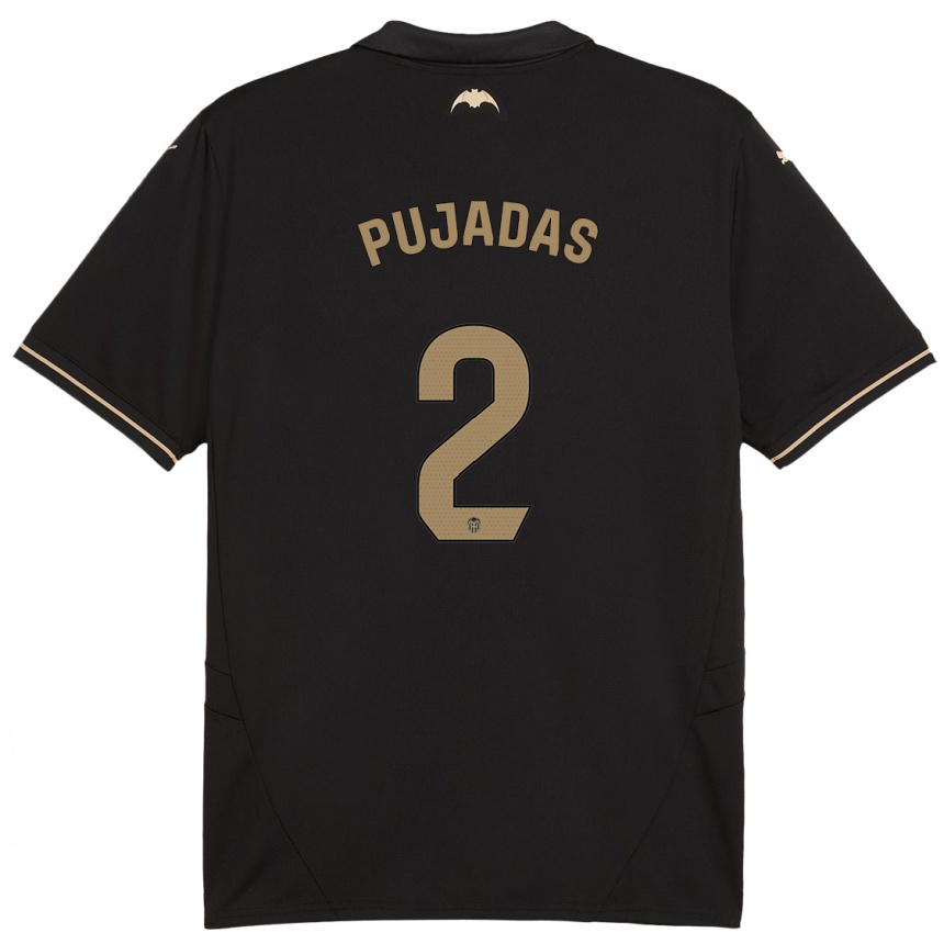 Kids Football Berta Pujadas #2 Black Away Jersey 2024/25 T-Shirt Uk