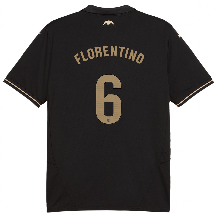 Kids Football Claudia Florentino #6 Black Away Jersey 2024/25 T-Shirt Uk