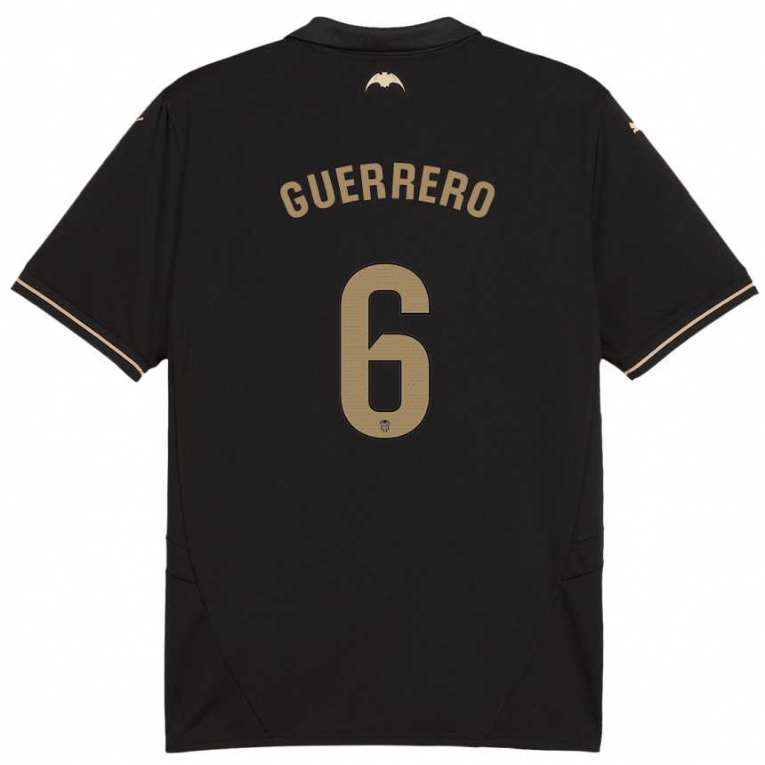 Kids Football Paula Guerrero #6 Black Away Jersey 2024/25 T-Shirt Uk