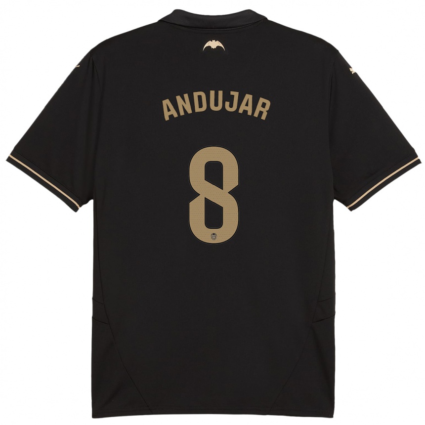 Kids Football Candela Andujar #8 Black Away Jersey 2024/25 T-Shirt Uk