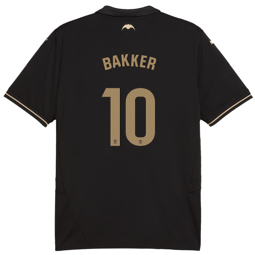 Kids Football Linda Bakker #10 Black Away Jersey 2024/25 T-Shirt Uk