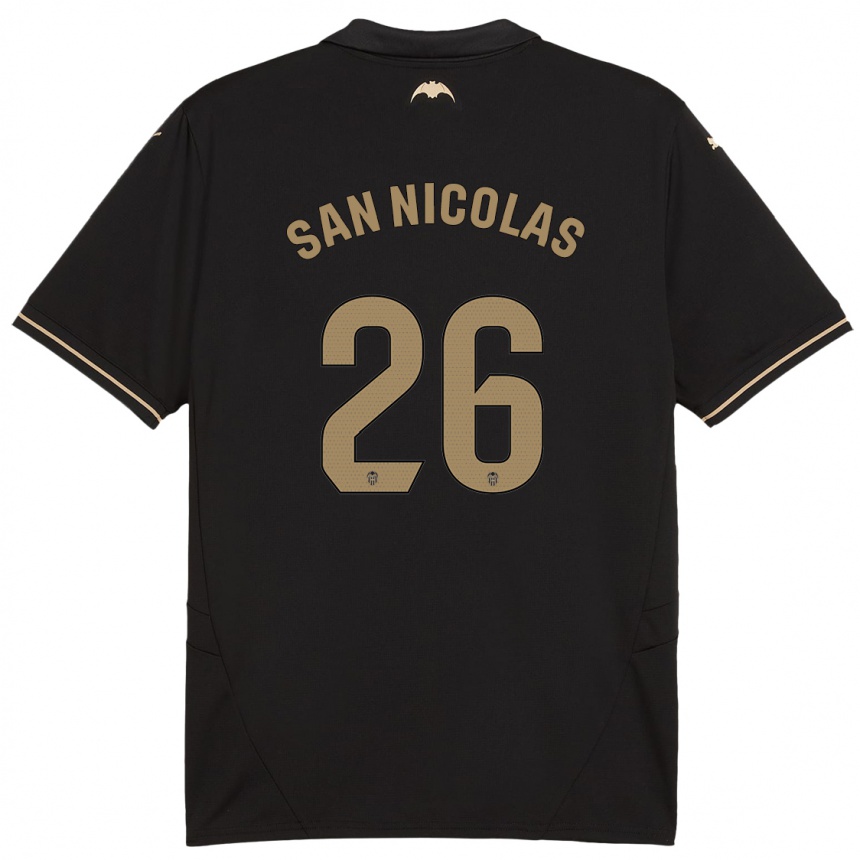 Kids Football Olga San Nicolas #26 Black Away Jersey 2024/25 T-Shirt Uk