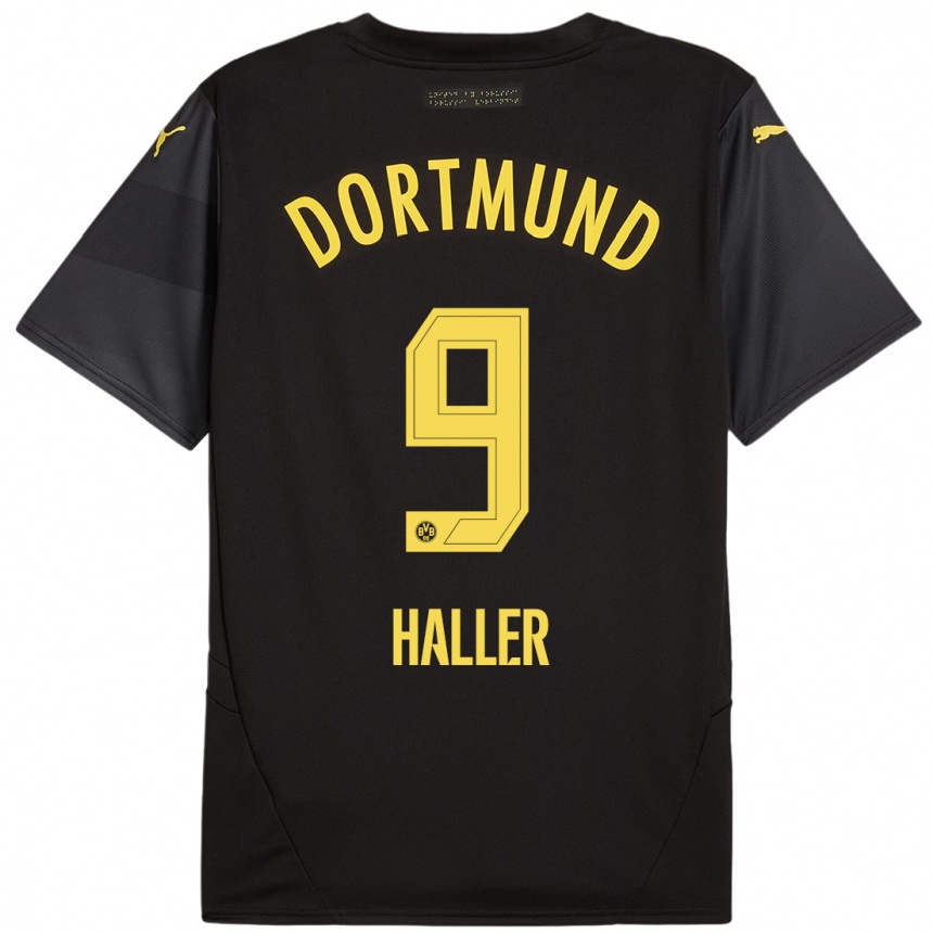 Kids Football Sebastien Haller #9 Black Yellow Away Jersey 2024/25 T-Shirt Uk