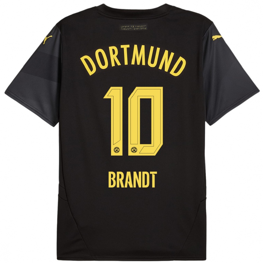 Kids Football Julian Brandt #10 Black Yellow Away Jersey 2024/25 T-Shirt Uk