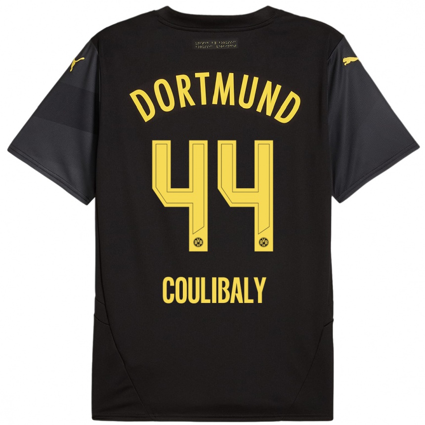 Kids Football Soumaila Coulibaly #44 Black Yellow Away Jersey 2024/25 T-Shirt Uk