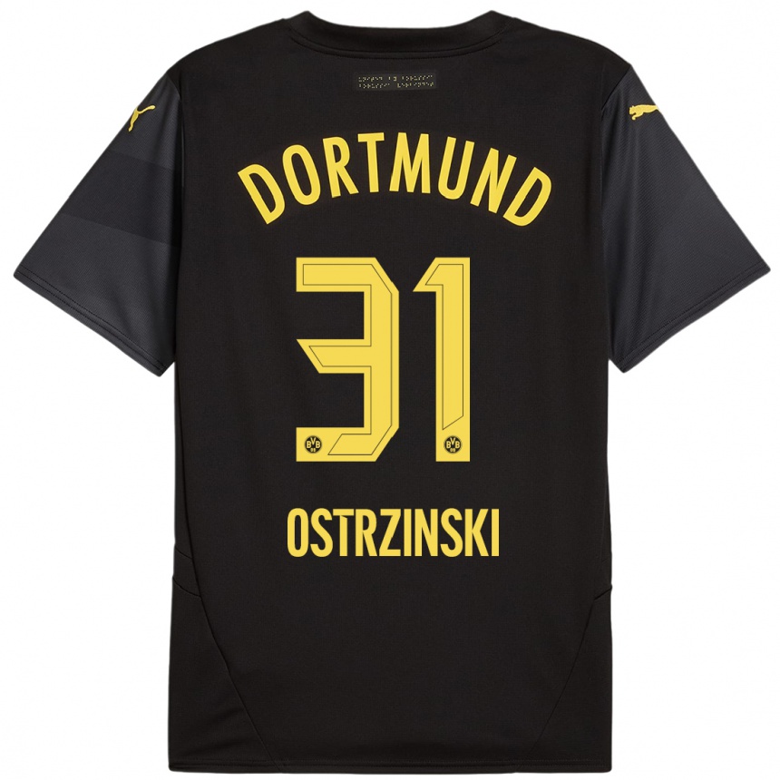 Kids Football Silas Ostrzinski #31 Black Yellow Away Jersey 2024/25 T-Shirt Uk