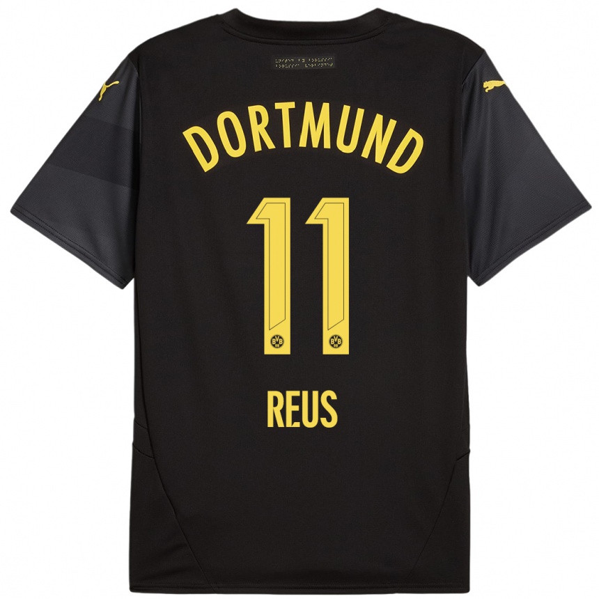 Kids Football Marco Reus #11 Black Yellow Away Jersey 2024/25 T-Shirt Uk