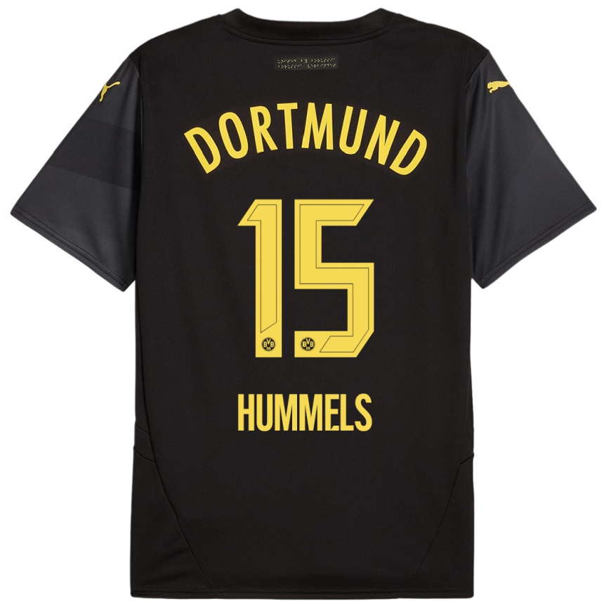 Kids Football Mats Hummels #15 Black Yellow Away Jersey 2024/25 T-Shirt Uk