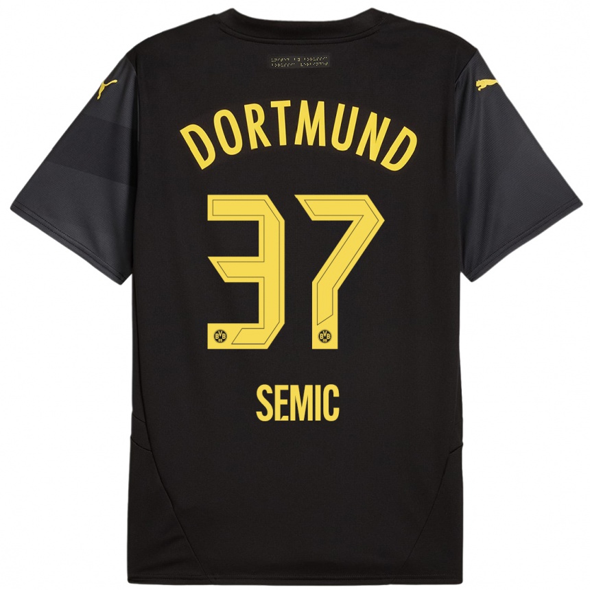 Kids Football Lion Semic #37 Black Yellow Away Jersey 2024/25 T-Shirt Uk