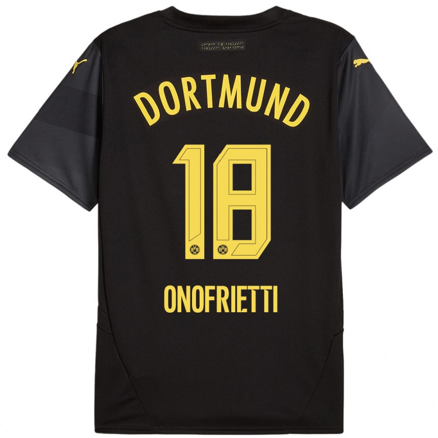 Kids Football Vincenzo Onofrietti #18 Black Yellow Away Jersey 2024/25 T-Shirt Uk