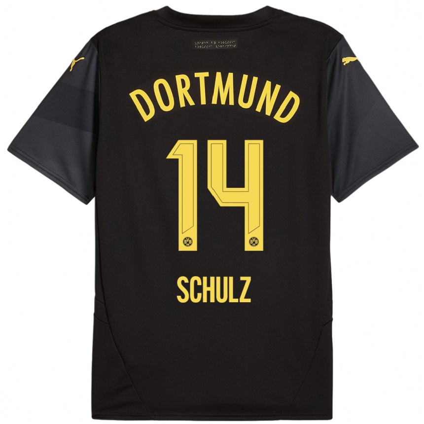 Kids Football Nico Schulz #14 Black Yellow Away Jersey 2024/25 T-Shirt Uk