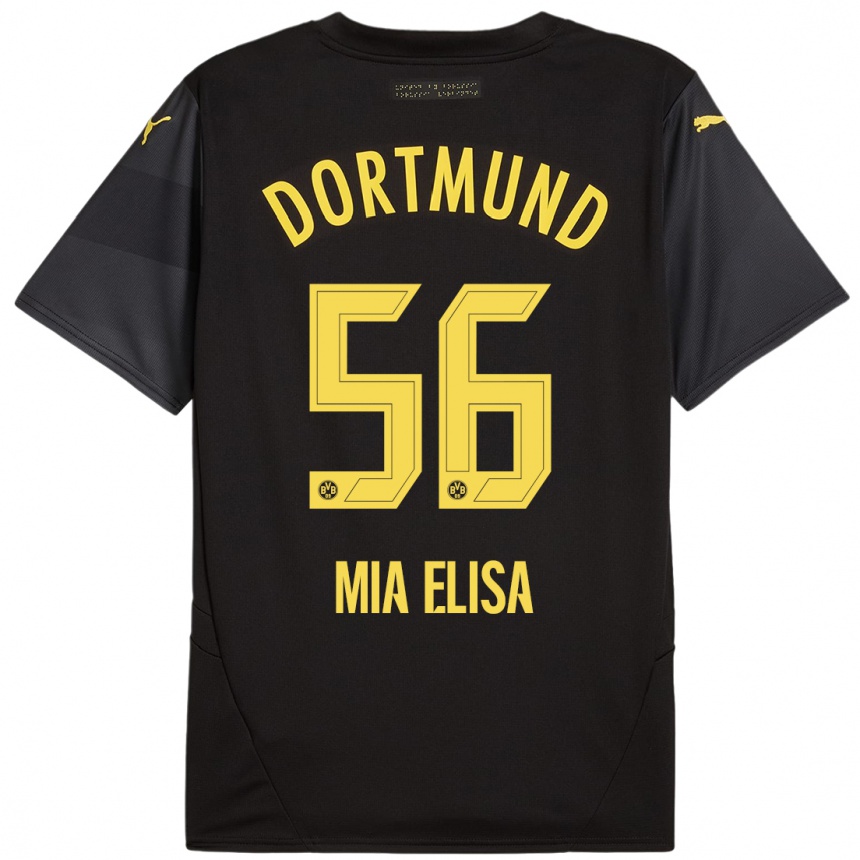 Kids Football Bomnuter Mia Elisa #56 Black Yellow Away Jersey 2024/25 T-Shirt Uk