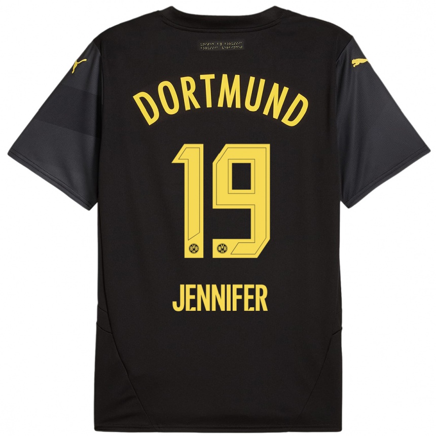 Kids Football Gutierrez Bermejo Jennifer #19 Black Yellow Away Jersey 2024/25 T-Shirt Uk