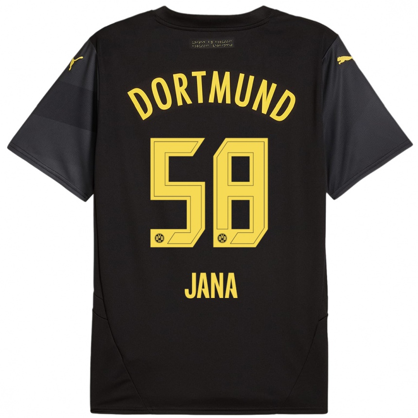 Kids Football Nordberg Jana #58 Black Yellow Away Jersey 2024/25 T-Shirt Uk