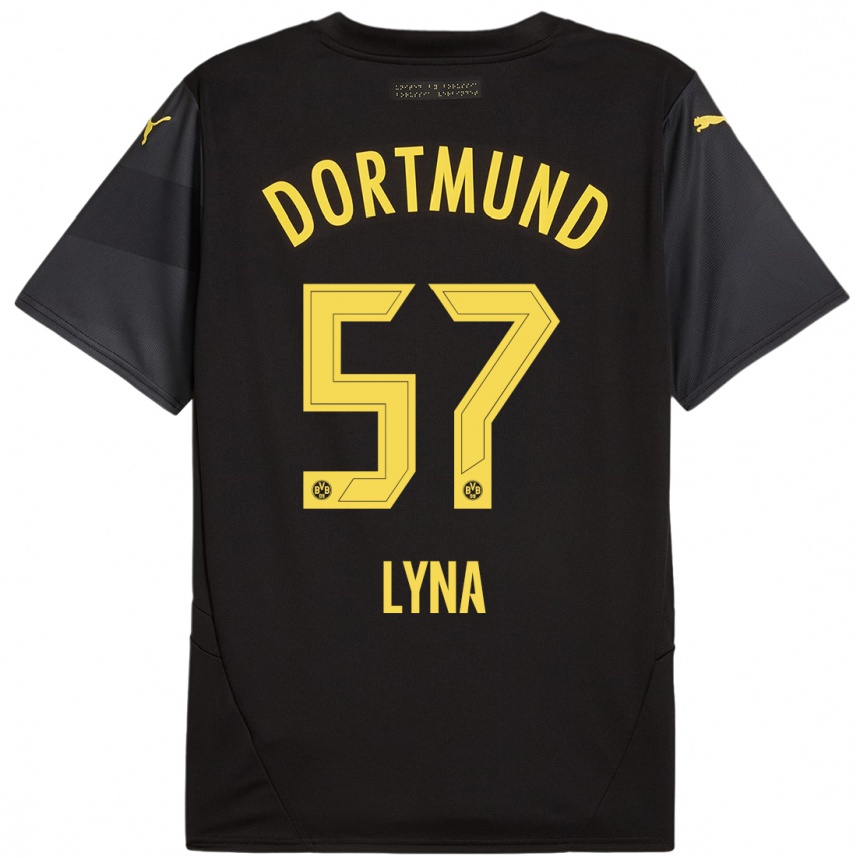 Kids Football Schwarz Lyna #57 Black Yellow Away Jersey 2024/25 T-Shirt Uk