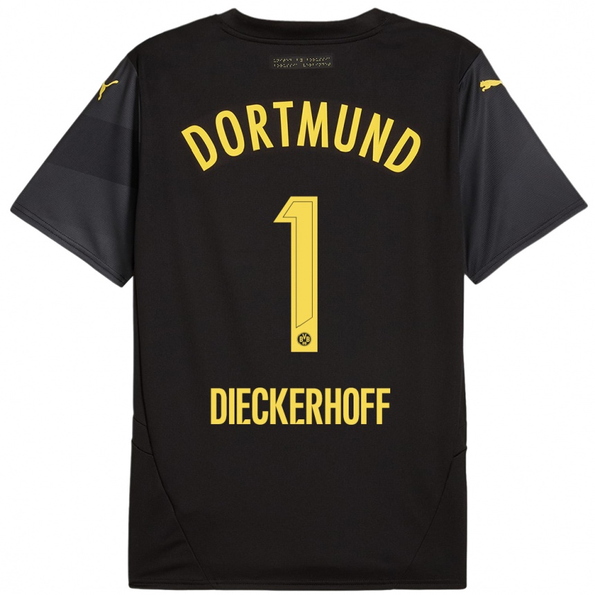 Kids Football Max Dieckerhoff #1 Black Yellow Away Jersey 2024/25 T-Shirt Uk