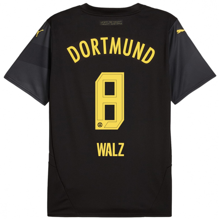 Kids Football Vasco Walz #8 Black Yellow Away Jersey 2024/25 T-Shirt Uk