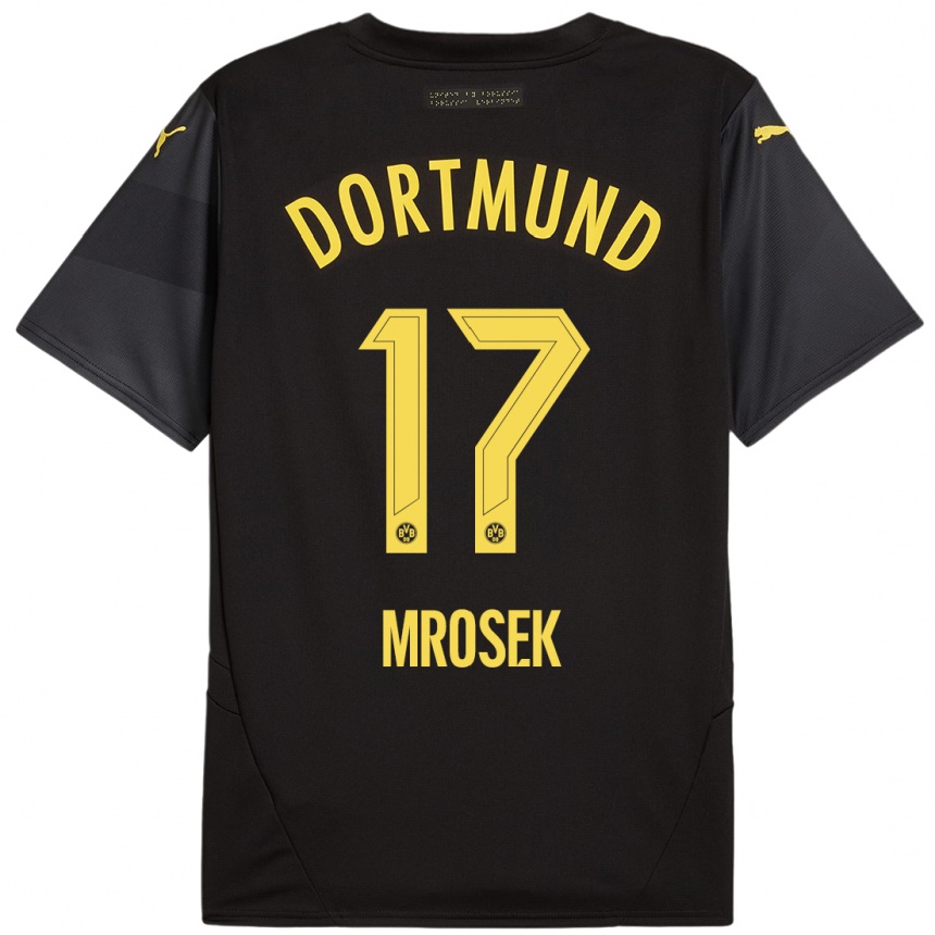 Kids Football Noah Mrosek #17 Black Yellow Away Jersey 2024/25 T-Shirt Uk