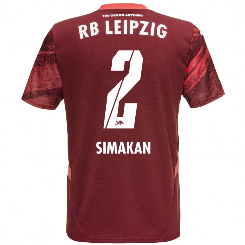 Kids Football Mohamed Simakan #2 Burgundy Away Jersey 2024/25 T-Shirt Uk