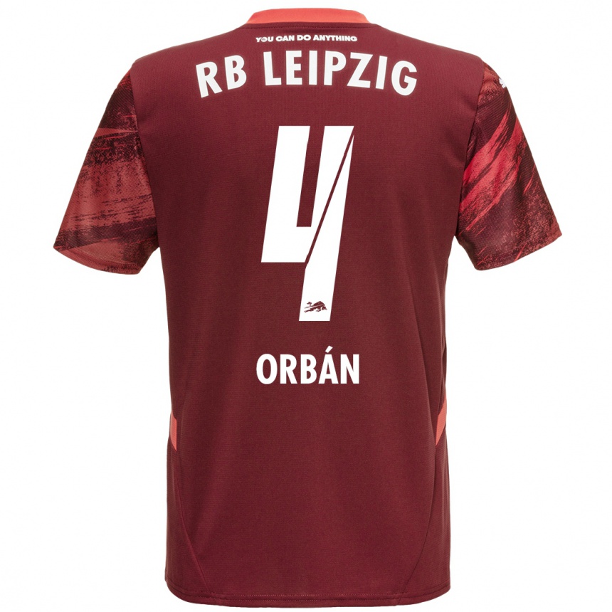 Kids Football Willi Orbán #4 Burgundy Away Jersey 2024/25 T-Shirt Uk