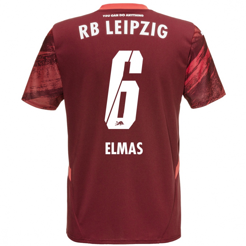 Kids Football Eljif Elmas #6 Burgundy Away Jersey 2024/25 T-Shirt Uk