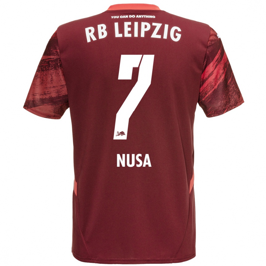 Kids Football Antonio Nusa #7 Burgundy Away Jersey 2024/25 T-Shirt Uk