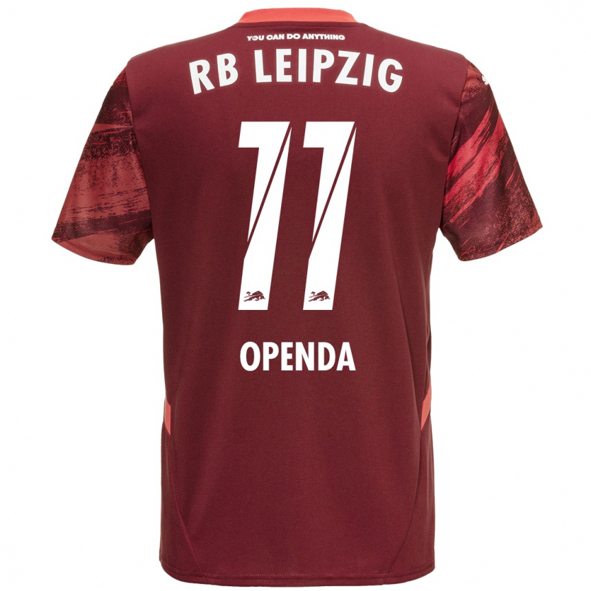 Kids Football Loïs Openda #11 Burgundy Away Jersey 2024/25 T-Shirt Uk