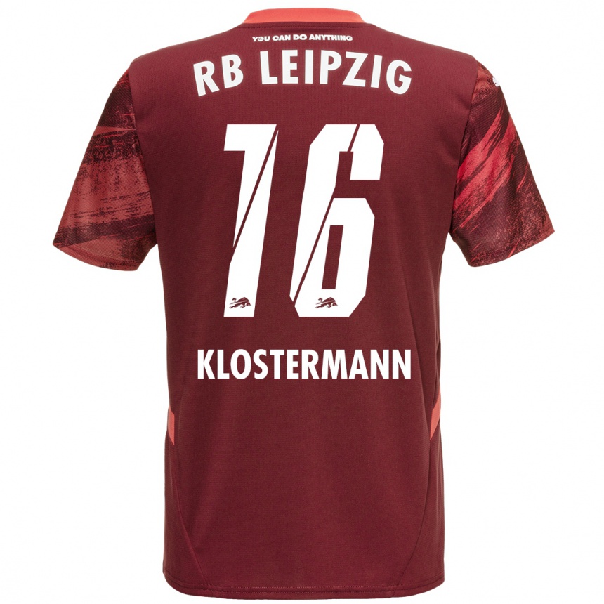 Kids Football Lukas Klostermann #16 Burgundy Away Jersey 2024/25 T-Shirt Uk