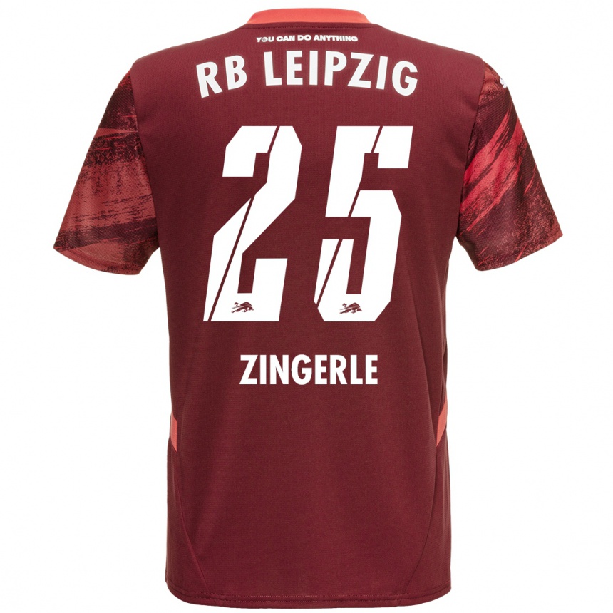 Kids Football Leopold Zingerle #25 Burgundy Away Jersey 2024/25 T-Shirt Uk