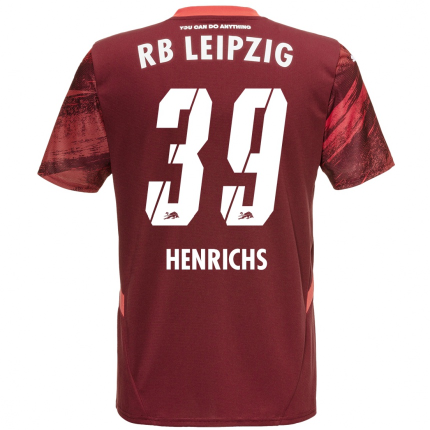 Kids Football Benjamin Henrichs #39 Burgundy Away Jersey 2024/25 T-Shirt Uk