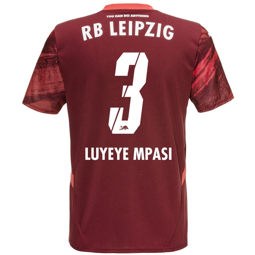 Kids Football Seal Luyeye Mpasi #3 Burgundy Away Jersey 2024/25 T-Shirt Uk