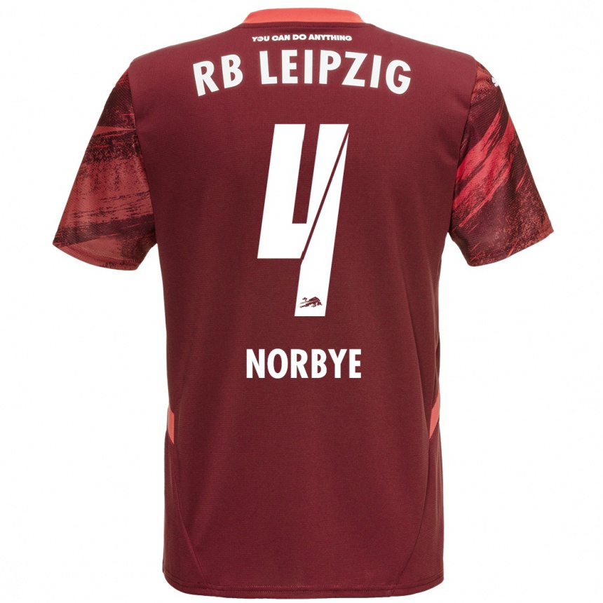 Kids Football Jonathan Norbye #4 Burgundy Away Jersey 2024/25 T-Shirt Uk