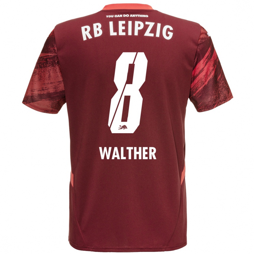 Kids Football Kofi Walther #8 Burgundy Away Jersey 2024/25 T-Shirt Uk