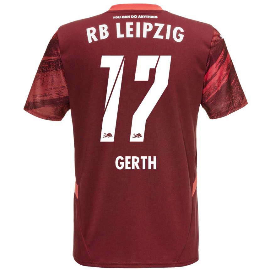 Kids Football Amos Gerth #17 Burgundy Away Jersey 2024/25 T-Shirt Uk