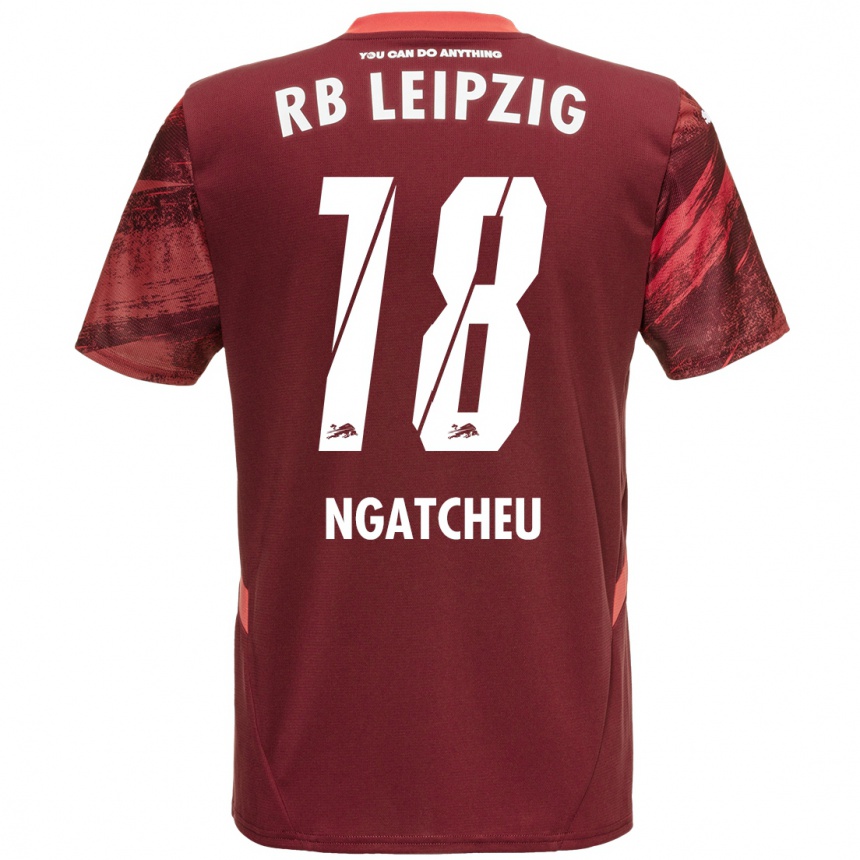 Kids Football Yohan Ngatcheu #18 Burgundy Away Jersey 2024/25 T-Shirt Uk