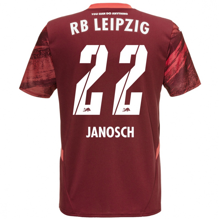 Kids Football Luca Janosch #22 Burgundy Away Jersey 2024/25 T-Shirt Uk