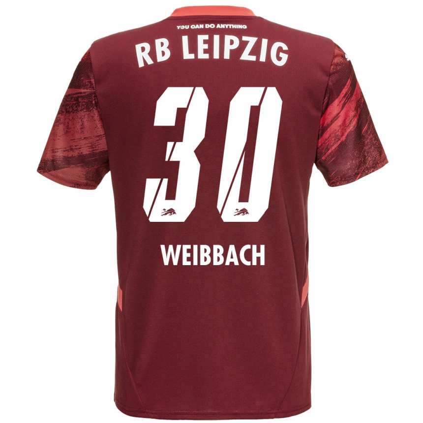 Kids Football Noah Weißbach #30 Burgundy Away Jersey 2024/25 T-Shirt Uk