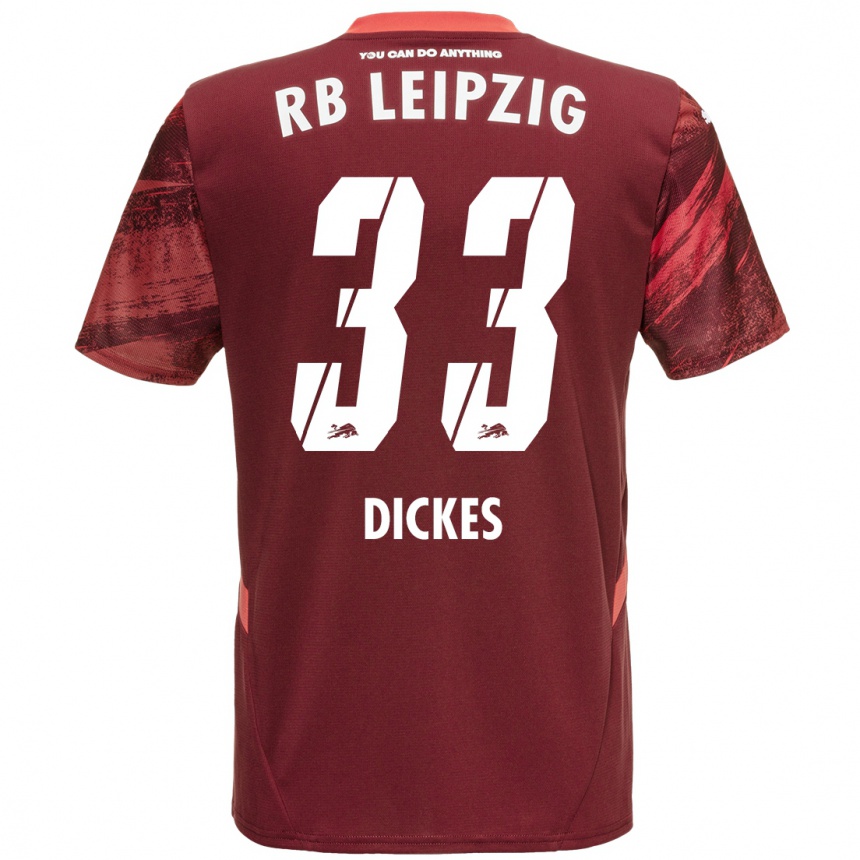 Kids Football Fernando Dickes #33 Burgundy Away Jersey 2024/25 T-Shirt Uk