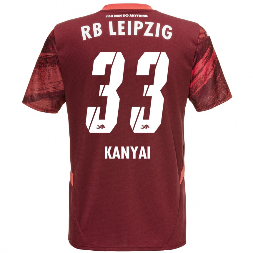 Kids Football Janos Kanyai #33 Burgundy Away Jersey 2024/25 T-Shirt Uk