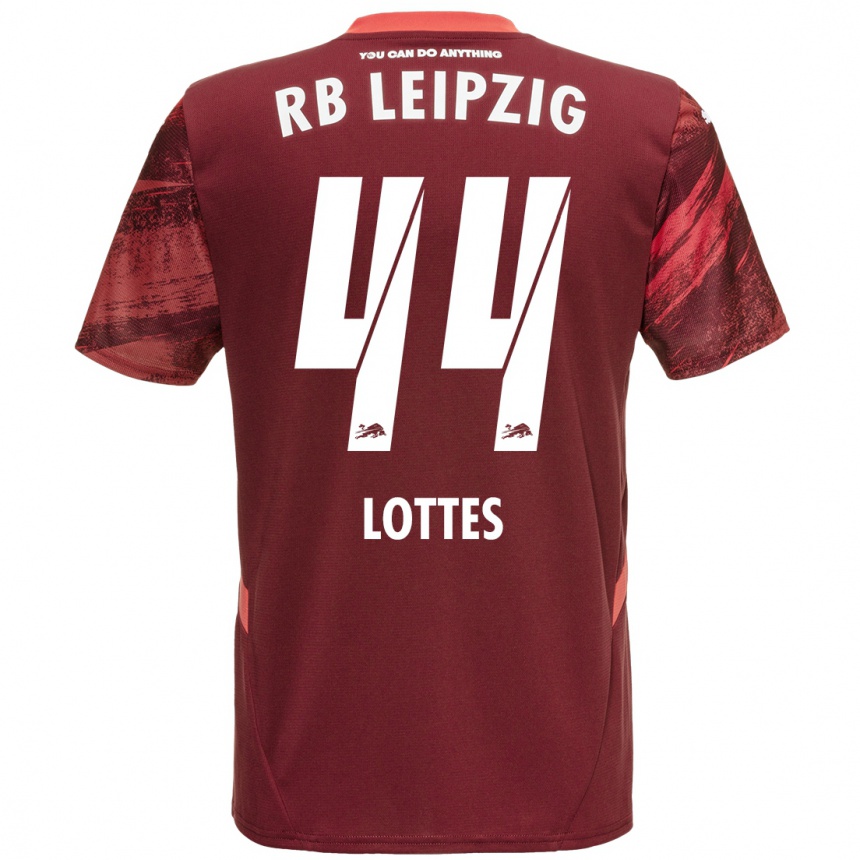 Kids Football Benjamin Lottes #44 Burgundy Away Jersey 2024/25 T-Shirt Uk