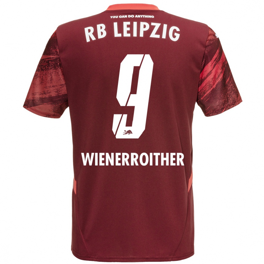 Kids Football Katja Wienerroither #9 Burgundy Away Jersey 2024/25 T-Shirt Uk