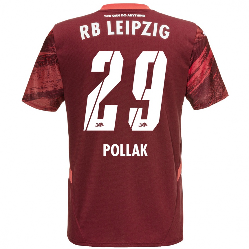 Kids Football Julia Pollak #29 Burgundy Away Jersey 2024/25 T-Shirt Uk