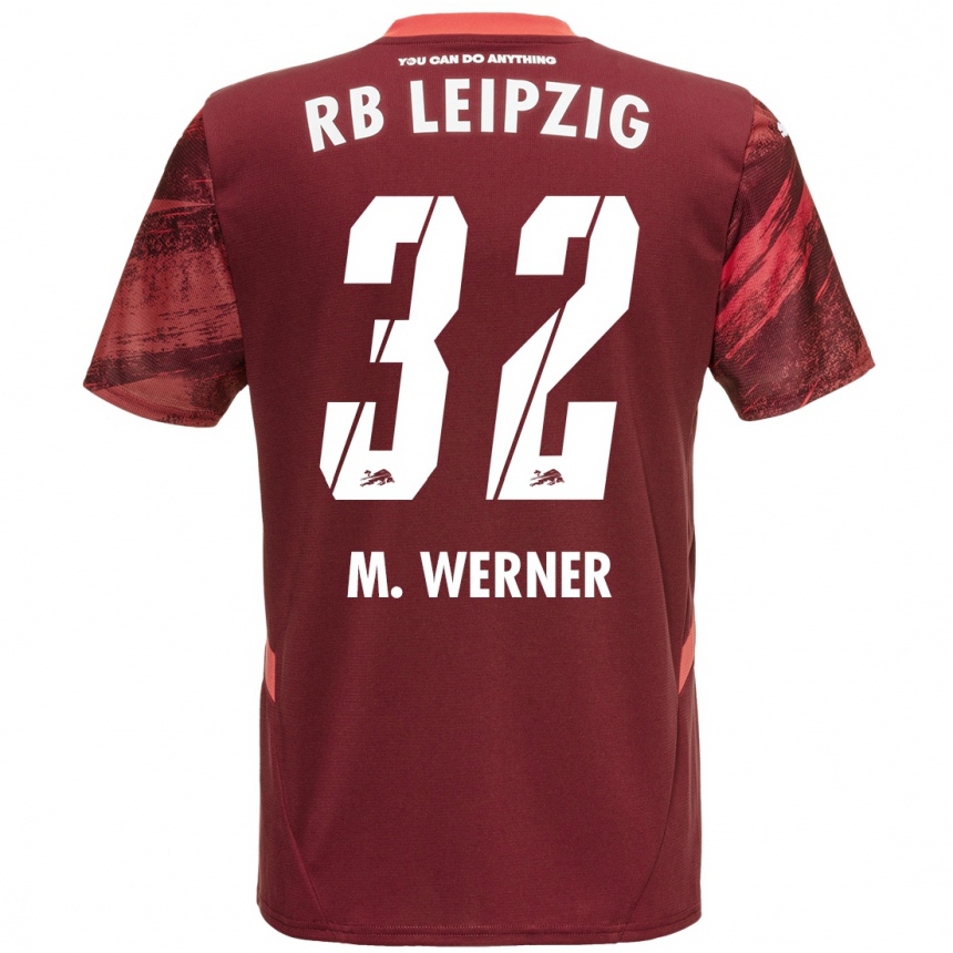 Kids Football Mia Werner #32 Burgundy Away Jersey 2024/25 T-Shirt Uk