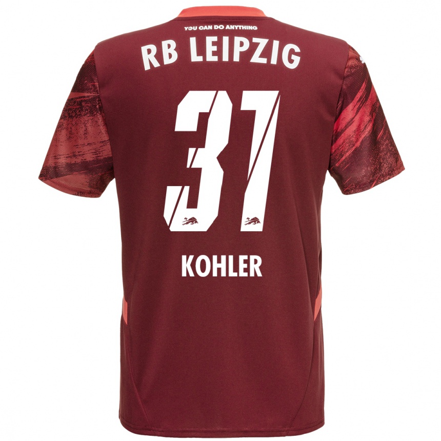 Kids Football Tim Köhler #31 Burgundy Away Jersey 2024/25 T-Shirt Uk