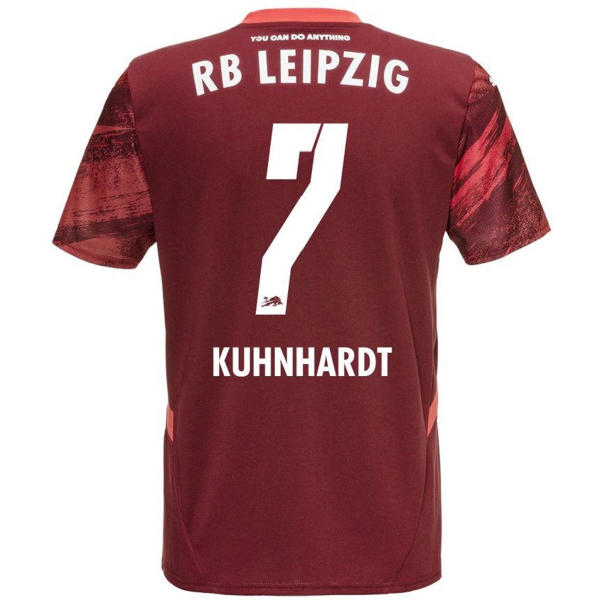 Kids Football Paul Kühnhardt #7 Burgundy Away Jersey 2024/25 T-Shirt Uk