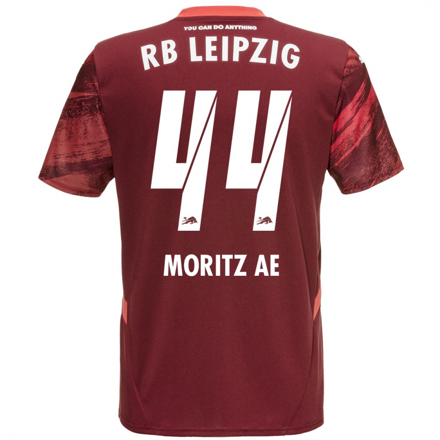 Kids Football Moritz Aé #44 Burgundy Away Jersey 2024/25 T-Shirt Uk