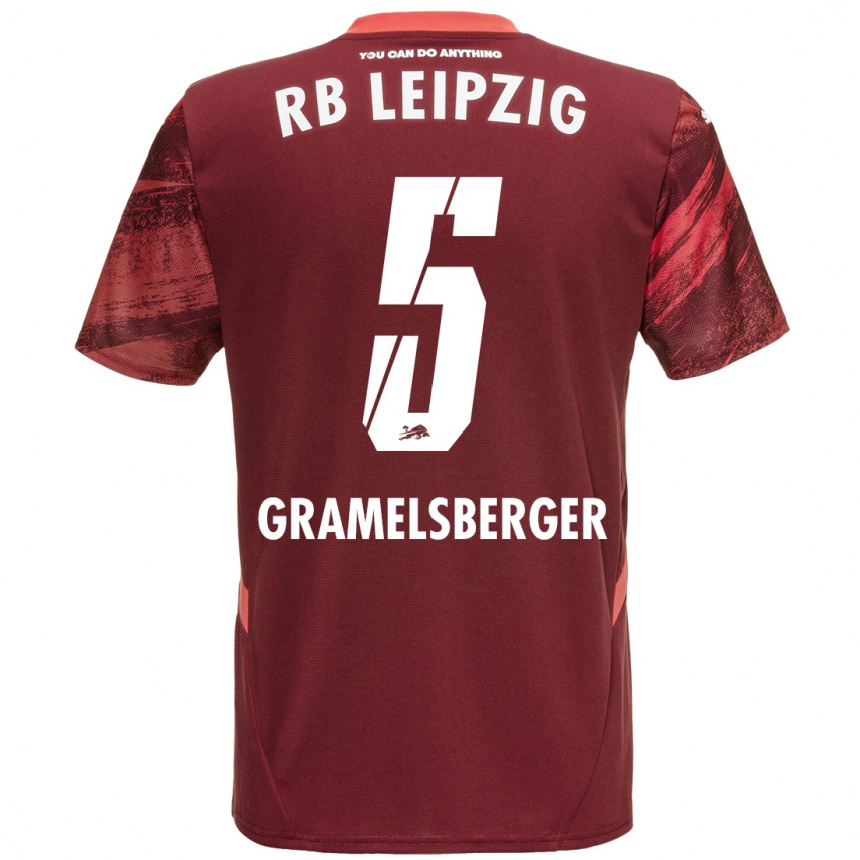 Kids Football Lennert Gramelsberger #5 Burgundy Away Jersey 2024/25 T-Shirt Uk