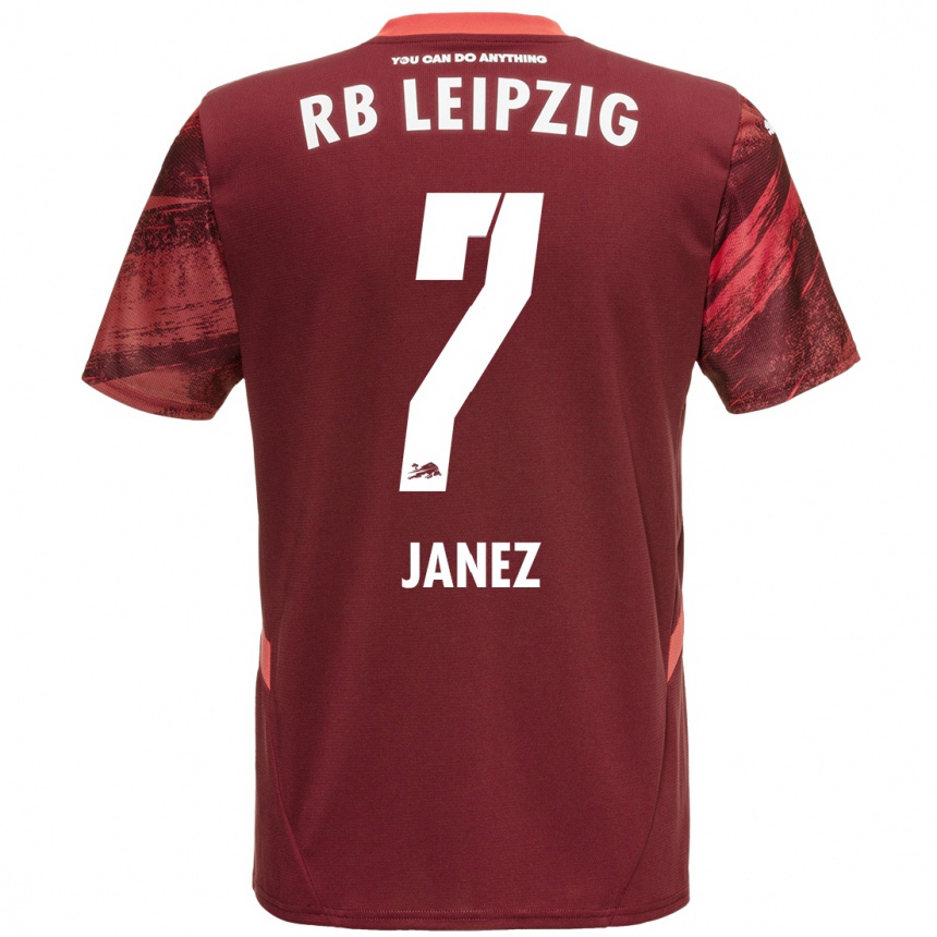 Kids Football Korina Lara Janež #7 Burgundy Away Jersey 2024/25 T-Shirt Uk