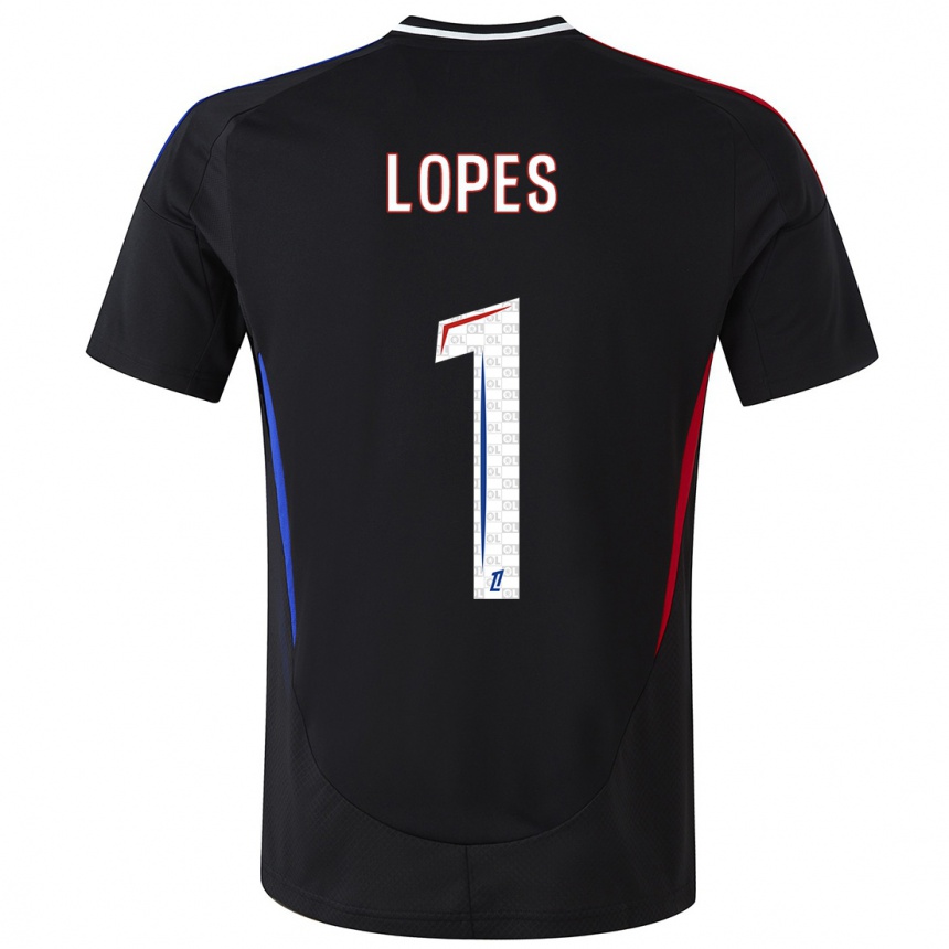 Kids Football Anthony Lopes #1 Black Away Jersey 2024/25 T-Shirt Uk