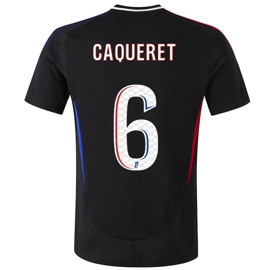 Kids Football Maxence Caqueret #6 Black Away Jersey 2024/25 T-Shirt Uk